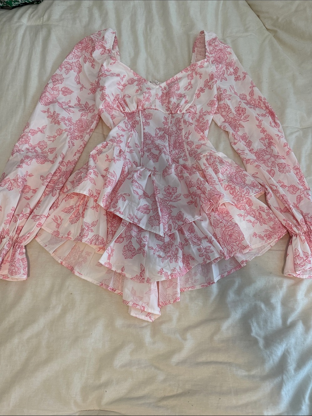 Pink Floral Ruffled Peplum Blouse
